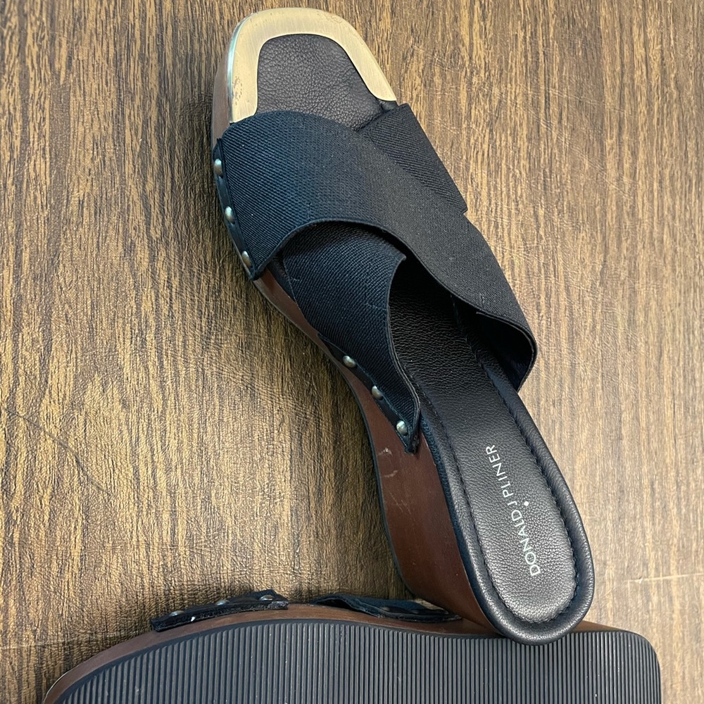 Donald Pliner wedge slides.